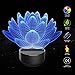 Produktbild IGEMY Blooming Lotus 3D Nachtlicht 7 Farben Tisch Schreibtischlampe, 3D optische Täuschung Lichter (Kimitsu)