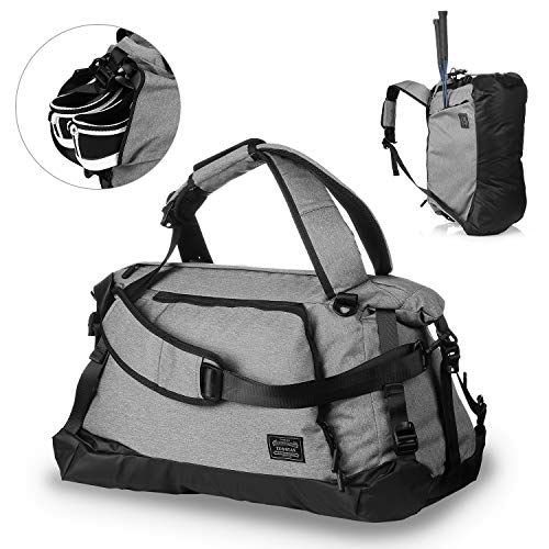 NACATIN Sac de Sport avec Compartiment Chaussures,Sac de Voyage Imperméables de Grande Capacité,Sac de Sport Femmes Sac deSport Homme Sac Gym Fitness Sac à Bandoulière Sac à Main (Gris)