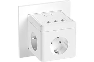DYNOPULS Steckdosenleiste mit USB, Steckdosen (2400W/10A) mit Schalter, Steckdosenadapter mit 3 USB (5V/3.1A) für Büro, Zuhause, Weiß
