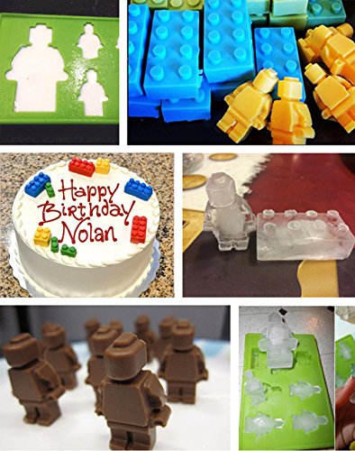 eighteen-u Lego geformte Roboter Form, Set von 3 Silikon Formen für LEGO Liebhaber Bausteine und Roboter Geburtstag Kuchen Dekoration Candy Formen Schokolade Formen Seife Formen Backen Formen Smile Hocker Ice Cube Jello Formen Candy Dessert