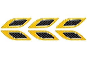 6 Piezas Pegatinas Reflectantes Universales, MoreChioce Calcomanías Reflectantes de Visibilidad Pegatina Cinta de Advertencia Reflectante para Coche,Motocicleta,Interior Negro + Amarillo Reflectante