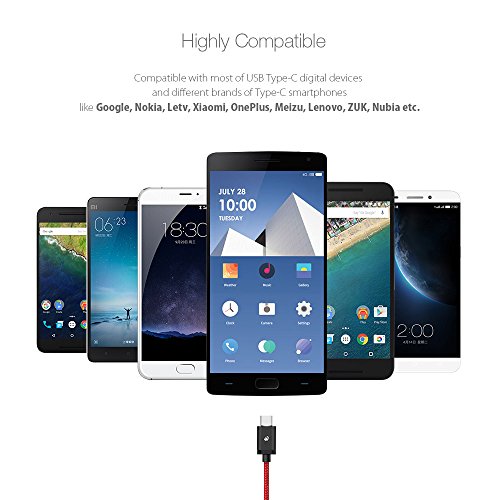 USB C Kabel, BlitzWolf 2M Nylon Typ C Datenkabel Doppelseitig für Nexus 5X 6P, OnePlus 2, Nokia N1, Xiaomi 4C, Zuk Z1, Apple Macbook(Rot) - 7