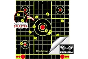 fritz-cell 25 dianas autoadhesivas tipo 1213 para todo tipo de armas, pistolas, pistolas de aire, airsoft, BB, diábolo, compatible con objetivos Splatterburst
