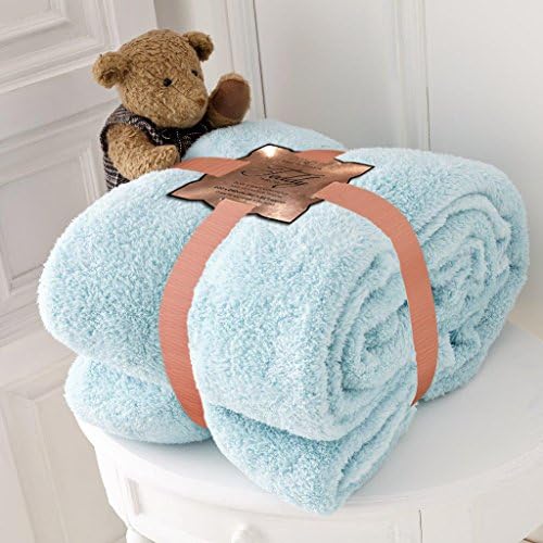 Warm Super Soft Luxury Single Double King Teddy Bear Fur Fleece Throw Sofa Bed Blanket All Colours By Dreams Gate (Duck Egg, Double (150cm x 200cm))