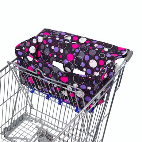 Bambella Shopping Trolley Cover / Shopping Cart Cover For Baby or Toddler, Cotton, Universal Size, Machine Washable - Purple Circles