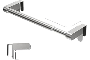 VEHHE Over Door Towel Rail, Kitchen Towel Holders Extendable(22.2cm-39.2cm), Stainless Steel Towel Rail with Adjustable Hook, Hand Towel Holders for Kitchen Cupboard Bathroom Cabinet(Silver)