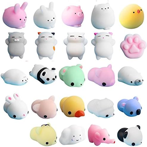 25pcs Cute Mochi Cute Squishy Squeeze Toys,Stress Reliever Toys,Slow Rising Soft Baby Toys VNEIRW (25pcs, About 4 cm)