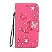 Price comparison product image JOMA E-Shop iPhone Xs Max Case,Bling Diamond Embossed Butterfly PU Leather Case Wallet Cover with Card Slots & Stand Function Protective Folio Flip Case for iPhone Xs Max 6.5 Inch 2018 (Rose Red)