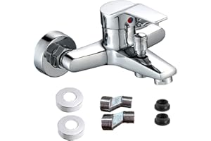 TOOSOAR Bad Armatur Badewanne, Einhebelmischer dusche,Badarmaturen badewanne, Heiß- und Kaltwasserhahn mit Montagezubehör, Klassisch Badewannen Amaturen für Badewanne und Bad, Legierungswerkstoff