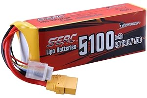 Sunpadow - Batteria LiPo 4S, 14,8 V, 70 C, 5100 mAh, con spina XT90 per dispositivi radiocomandati come aereo, quadricottero, elicottero, drone FPV, per hobbisti amanti delle gare