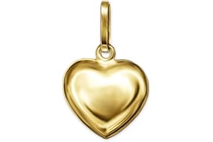 CLEVER SCHMUCK Pendentif petit cœur en or 8 mm Brillant (légèrement bombé des deux côtés) OR VÉRITABLE 333