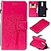 Produktbild Everainy Kompatibel für LG K10 2018/LG K11 Hülle Silikon PU Leder Flip Gummi Schutzhülle Katze Baum Muster Kartenfach Magnet für LG K10 2018 Brieftasche innen TPU Handyhülle Hüllen (Rose Rot)