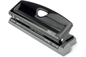 Rapesco 1725 Perforatrice Ajustable à 6 Trous, Capacité de 9 Feuilles, Noir