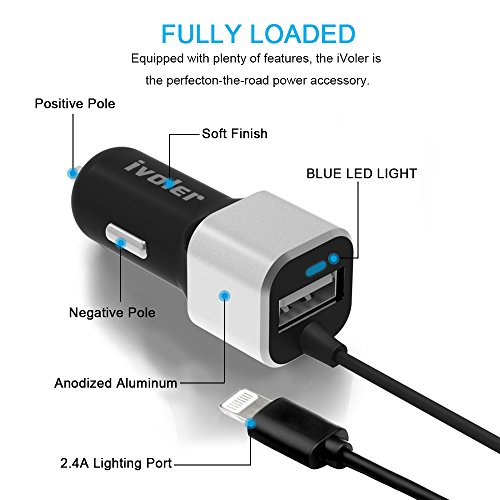 Garantie Vie iVoler Chargeur de Voiture Allume-Cigare 2 Ports USB 24W 4 8A avec C ble Lightning 1 5m Ultra Petit Chargeur Allume-Cigare USB d Garantie Vie iVoler Chargeur de Voiture Allume-Cigare 2 Ports USB 24W 4 8A avec C ble Lightning 1 5m Ultra Petit Chargeur Allume-Cigare USB d