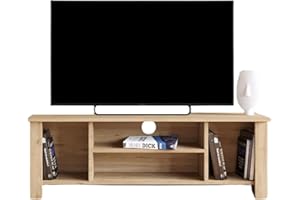 Bimossa Arsin Oak TV Stand Cabinet for 50 Inch TV – 114cm Durable Particle Board Unit with Open Shelves and Resilient Finish, Ideal for Living Room and Office