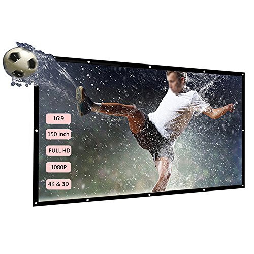 'doco Oler h150 150 portátil proyector de Pantalla HD 16: 9 Color Blanco 150 Pulgadas en Diagonal Proyección de la Pantalla Plegable Cine en casa para Pared de proyección Casa Exterior