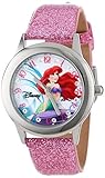 Disney Kids' W000955 Tween Ariel Stainless Steel Watch with Glitter Strap