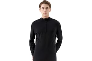 Merino Protect Męska Bielizna 100% Wełna Merino Miękka Z Półzamkiem Bluza Ciężka Koszula Z Długim Rękawem Trekking Myślistwo