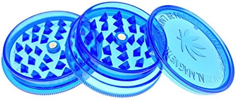3 Part Plastic MAGNETIC NO 1 Shark Teeth Extra Storage Herbs Grinder (Blue)