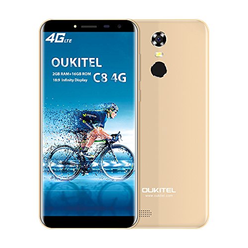 OUKITEL C8 4G Smartphone 18: 9 VerhÃ¤ltnis 5,5 Zoll HD Display, Android 7.0 Quad-Core 2GB RAM+16GB ROM RÃ¼ckfahrkamera 13MP+5MP Dual Kamera, 3000mAh Batterie Touch ID, Band 20 Dual SIM Ohne Vertrag