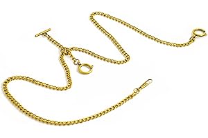 BOSHIYA Taschenuhrkette mit T Bar Endstück Gesamtlänge 73cm Doppel Albert T-Bar Taschenuhr Kette 3 Haken für Weste Knopfloch Silber/Gold/Schwarz