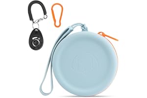 FIDWALL Custodia in Silicone per Cani,con Il clicker per Cani,da Passeggio per Cani e Gatti,Formato Tascabile,Facile da Pulire,inodore,Design con Cerniera,Borsa da Allenamento Portatile(Himmelblau)
