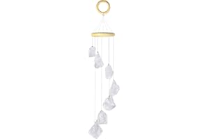 mookaitedecor Cristal de Roche Carillon à Vent en Pierre Brute Cristal Naturelle Décoration Maison Jardin Extérieur