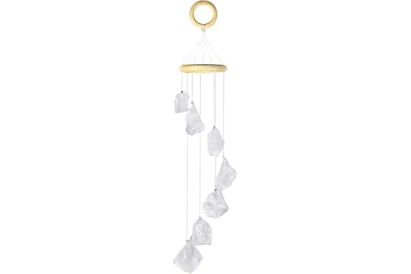 mookaitedecor Cristal de Roche Carillon à Vent en Pierre Brute Cristal Naturelle Décoration Maison Jardin Extérieur