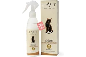 101 LOVE FOR PET Linea 101 Spray Demelant Chat Poils Longs Naturel 250 ML Démêlant Chat Poils Longs Parfum Chats Délicat Soin Vegan pour Poil Doux et Brillant sans Rinçage Tous Types de Pelage