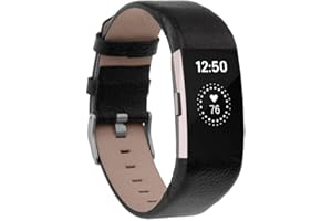 Techwills Correa de piel auténtica para Fitbit Charge 2, pulseras de repuesto para hombres y mujeres.