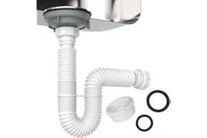 Lecreatekit Flexible Sink Drain Pipe,Flexible Sink Pipe Kit Garbage Disposal P-Trap Waste Trap Odour-Proof Sink Waste Trap For Kitchen Sinks