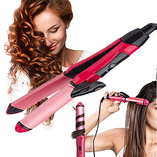 Vency 2 in1 Hair Straight and Hair curler with Ceramic Plate Hair Straightener for Women (Pink)
