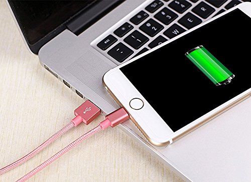 Lightning Kabel Pasway iPhone Ladekabel 3 Pack (1M, 2M, 3M) Nylon Geflochtenes USB Kabel mit Lightning Connector für iPhone 6/6 Plus/6S, iPad Air 2, iPad Pro und mehr Roségold - 5