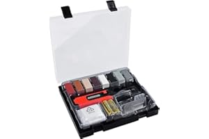 Werkzeyt Set di riparazione per piastrelle, 14 pezzi, 8 tonalità diverse, con fusore, pialla e spugna abrasiva, adatto per superfici lisce di tutti i tipi/kit di riparazione per pietra/B27692