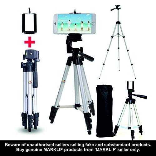 Marklif Adjustable Aluminium Alloy Tripod Stand Holder for Mobile Phones, 360 mm -1050 mm, 1/4 inch Screw