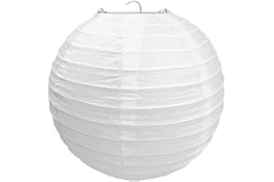 BESTMALL Round Ceiling Paper Light Shade Bamboo, 30 cm Ribbed Style Lampshade, Traditional Lampshades for Decoration, White