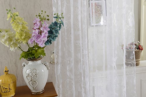 Generic Schmetterling Transparente Voile Vorhang Tüll für Wohnzimmer Haus Hochzeit Partei Fenster Sommer 100 x 200cm – Weiß - 4