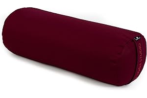 Yoga Studio Yoga Bolster Cushion | EU Organic Buckwheat Hulls Filling | (GOTS Certified) | Removable Washable Organic Cotton Outer Cover | Great for Yoga, Meditation