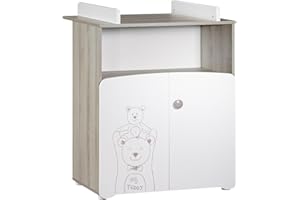 BABY PRICE BabyPrice Commode à Langer 2 Portes 97x76x66cm en Bois Blanc