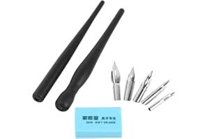 Yosoo - Zestaw długopisów do kaligrafii z końcówką anime do rysowania z 5 wymiennymi końcówkami, 2 podstawkami i gumką