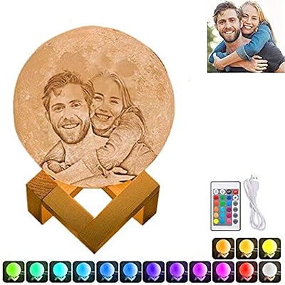 ASD Jewerly Veilleuse photo personnalisée Lampe Lune 3D LED LIGHT Veilleuse LED Lampe USB Rechargeable Veilleuse Lune Chambre Salon Café Cadeau Anniversaire Noël