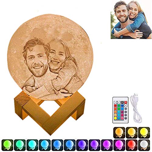 Veilleuse photo personnalisée Lampe Lune 3D LED LIGHT Veilleuse LED Lampe USB Rechargeable Veilleuse Lune Chambre Salon Café Cadeau Anniversaire Noël
