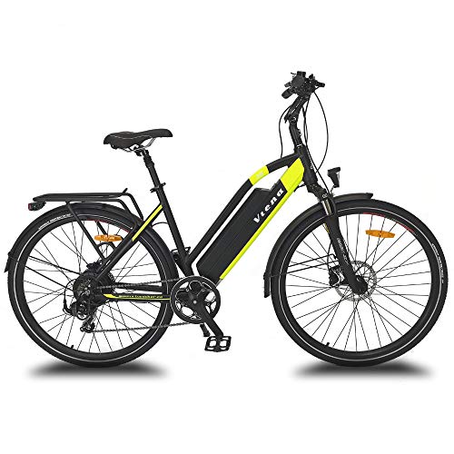 URBANBIKER vélo électrique VTC VIENA (Jaune 26"), Batterie Lithium-ION Samsung 840Wh (48V et 17,5Ah), Moteur 350W, 26 Pouces, Freins hydraulique Shimano.