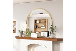 Koonmi Lustro ścienne 81 x 86 cm z aluminiową ramą, dekoracyjne lustro ścienne HD do makijażu, do łazienki, garderoby, salonu, nietłukące się lustro, złote