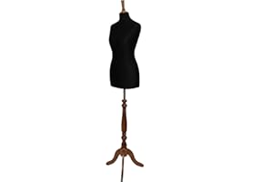 The Shopfitting Shop Deluxe Taille 10/12 Mannequin/Buste de Couture Mannequin Femme, Noir en Jersey Rose Support trépied en Bois