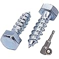 SKIR'CO (140 pcs) DIN 571 Zinc Plated Steel Hexagon Wood Screws M8 x 30 mm, Coach Screws, Hex Screw, Lag Bolts (With Magnetic Hex Bit)