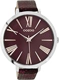 Oozoo Damenuhr mit Lederband 48 MM Weinrot/Weinrot C9171