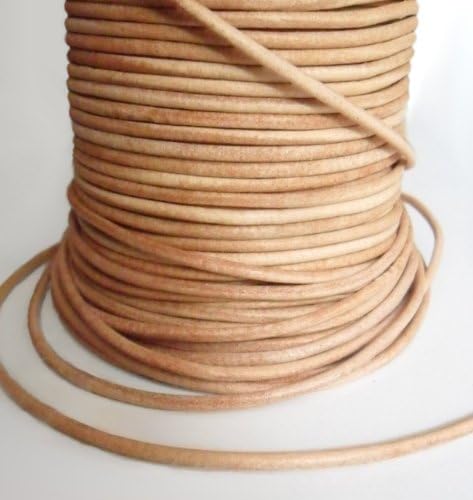 Auroris25 m roll of leather cord round - diameter 3 mm - natural (undyed)