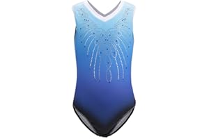 ESHOO Girls Sleeveless/Long Sleeve Gymnastics Sparkle Gradient Color Ballet Dance Leotards with Shining Diamond