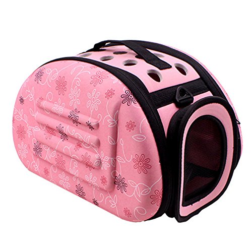 Transportin gato, bolsas perro, Viaje al aire libre Portátil Plegable Lindo Suave Pet Carrier Cage Bag Kennel con Almohadilla antideslizante para Cachorro Pequeño Pet Cat Gato Tamaño（Rosa,S-35 x 20 x 20cm）